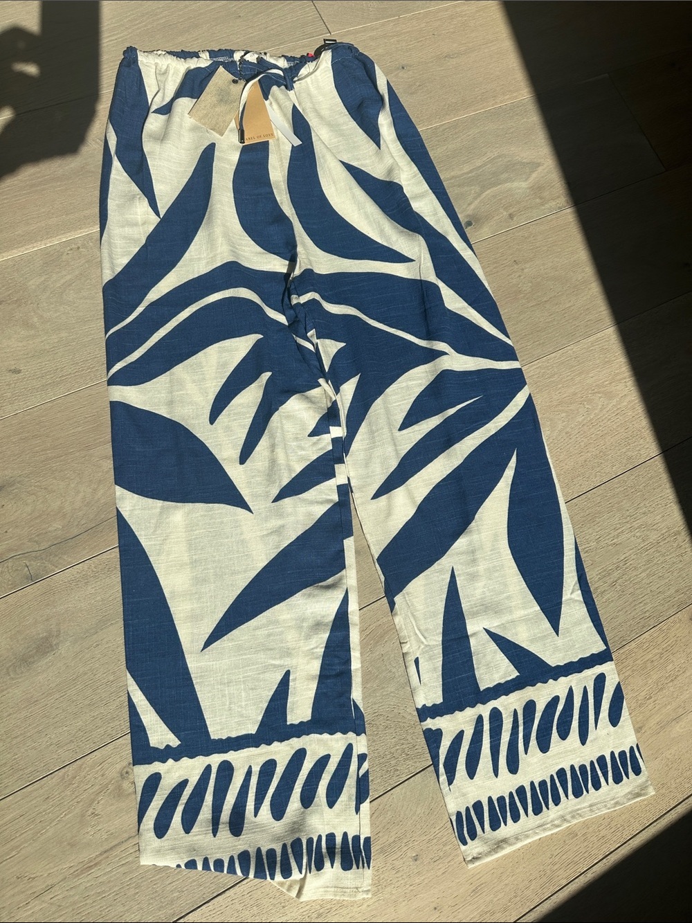 Label of Love Blue & White Wave Print Wide Leg Pants